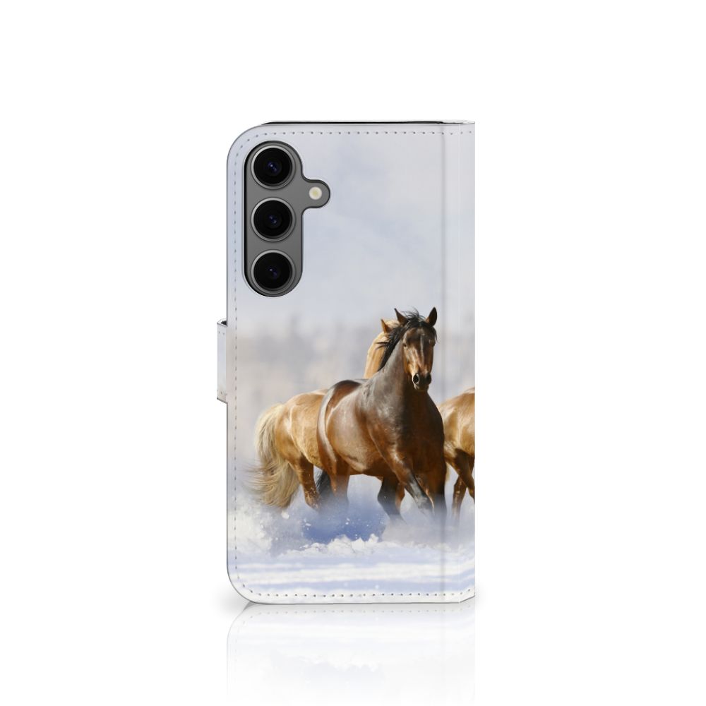 Samsung Galaxy S25 Plus Telefoonhoesje met Pasjes Paarden paarden ontwerp voorkant