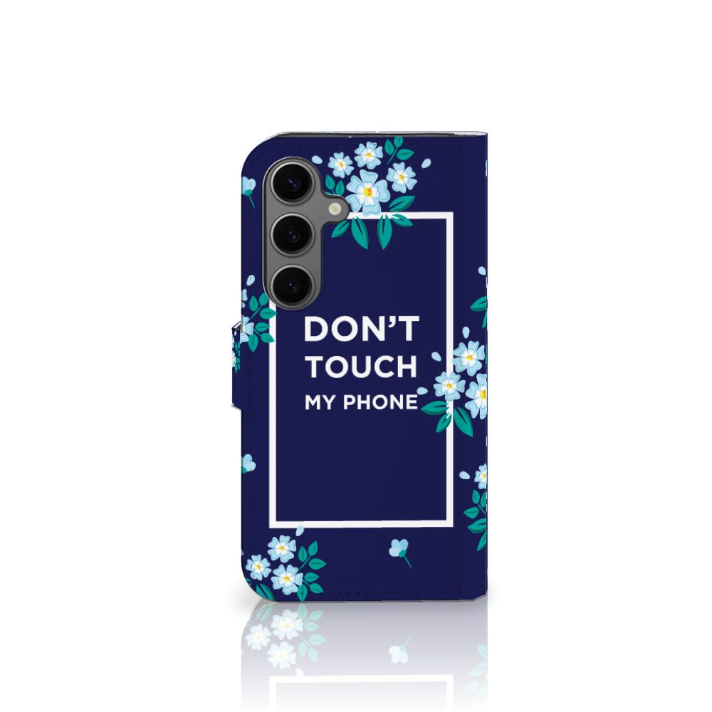 Samsung Galaxy S25 Portemonnee Hoesje Flowers Blue DTMP bloemen design voorkant