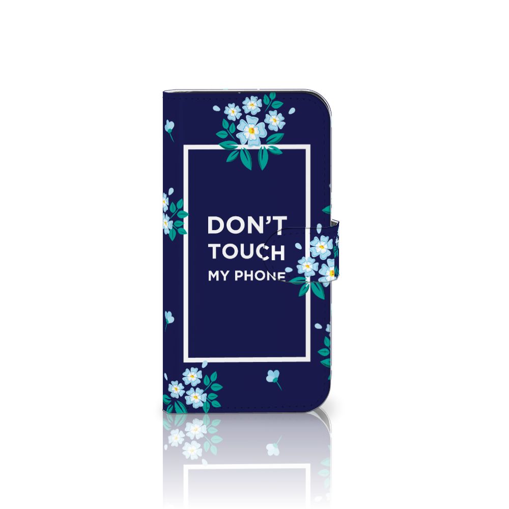 Samsung Galaxy S25 Portemonnee Hoesje Flowers Blue DTMP voorkant ontwerp