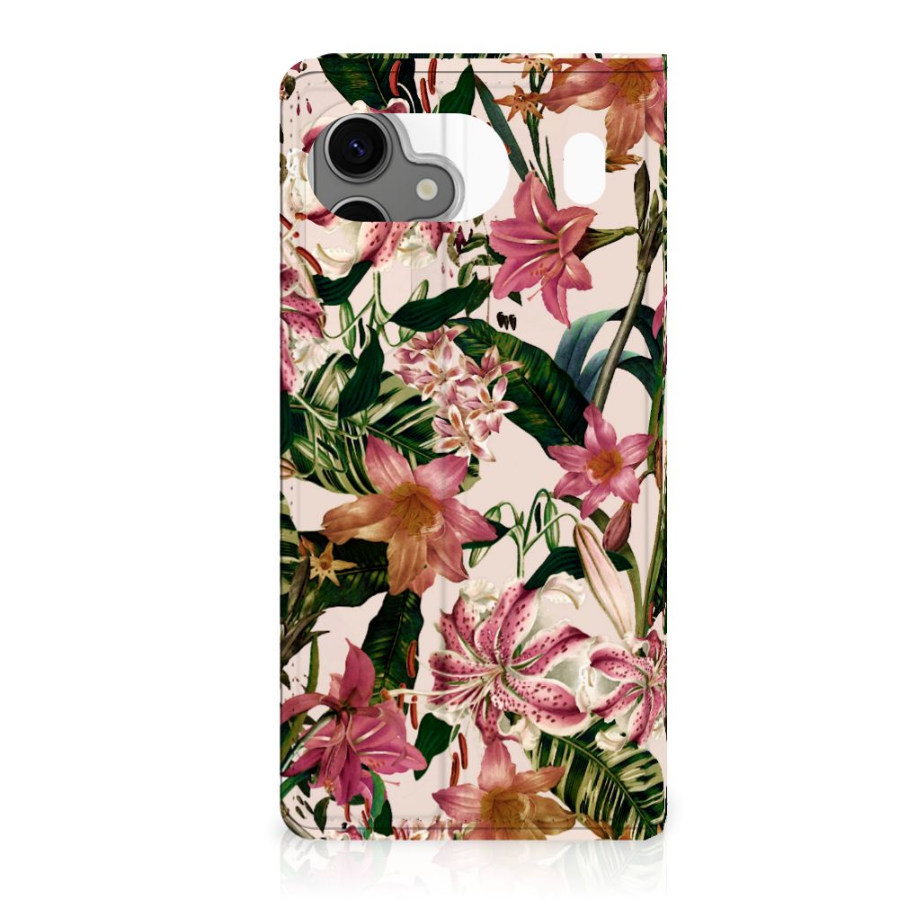 Samsung Galaxy S25 Smart Cover Butterfly Roses bloemen print voorkant