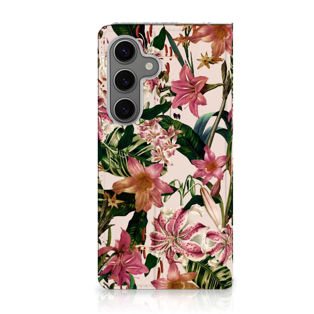 Samsung Galaxy S25 Smart Cover Flowers bloemen ontwerp voorkant
