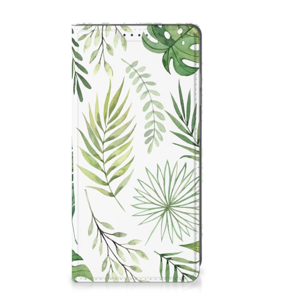 Samsung Galaxy S25 Smart Cover Leaves hoesje bladeren groen voorkant