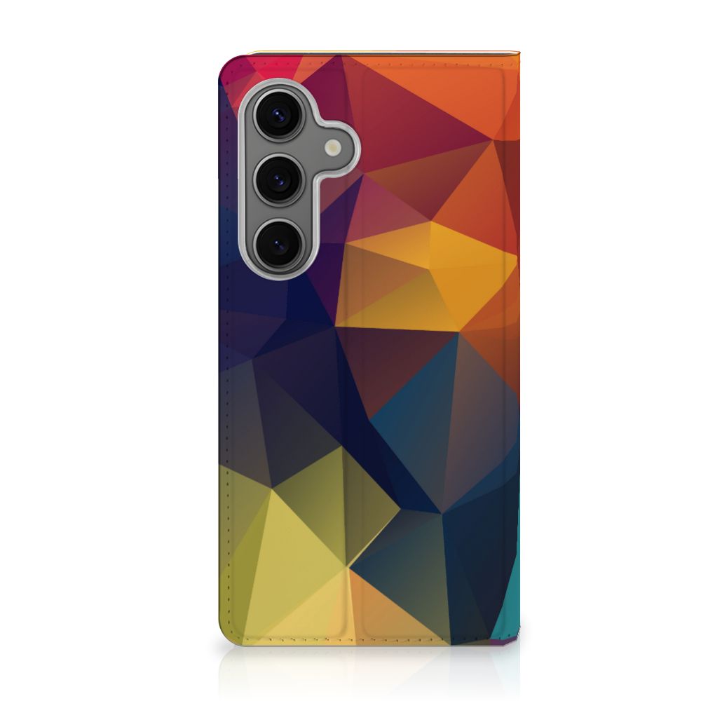 Samsung Galaxy S25 Stand Case Polygon Color design kleurige geometrische vormen