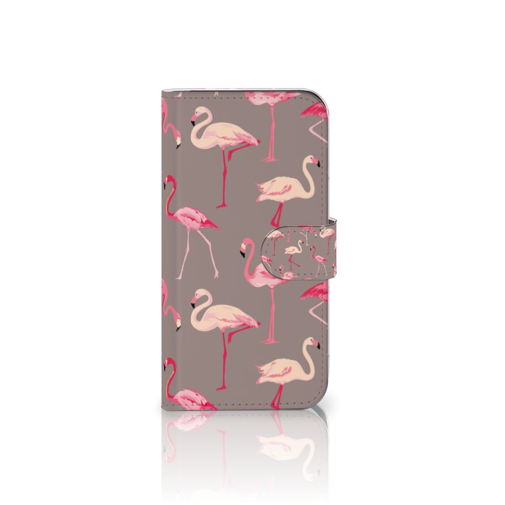 Samsung Galaxy S25 Telefoonhoesje met Pasjes Flamingo telefoonhoesje flamingo design voorkant