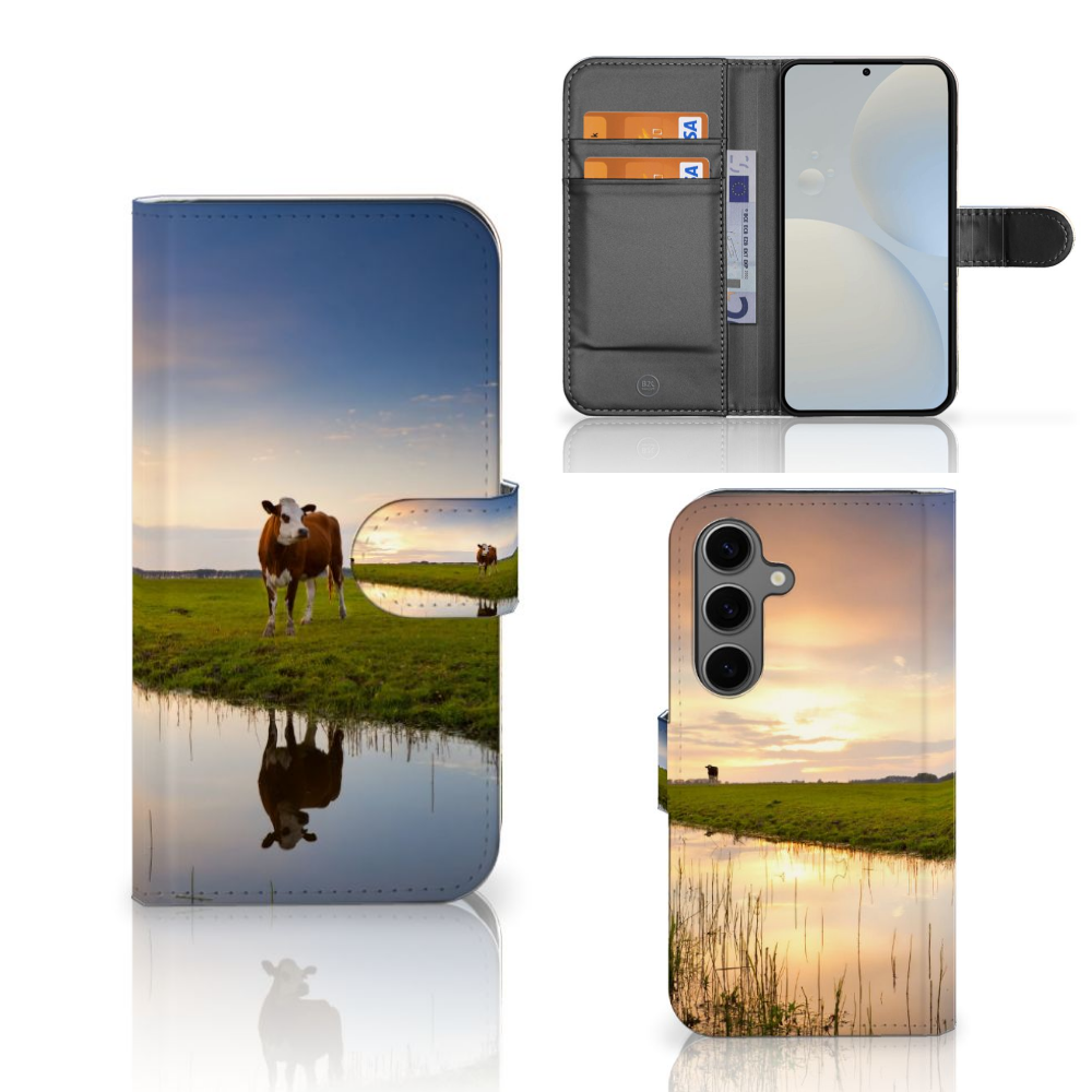 Samsung Galaxy S25 Telefoonhoesje met Pasjes Koe telefoonhoesje koeien natuur aanzicht