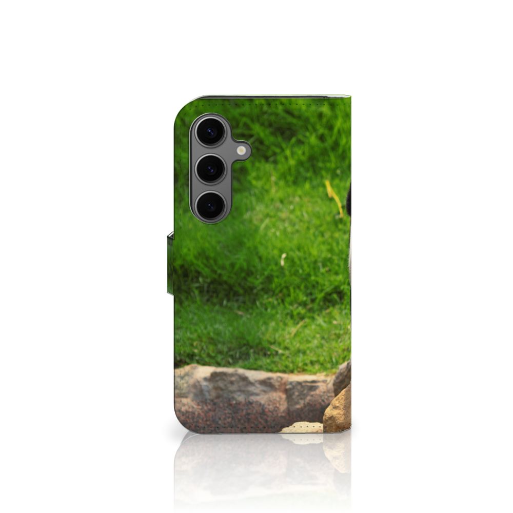 Samsung Galaxy S25 Telefoonhoesje met Pasjes Panda telefoonhoesje panda design zijkant