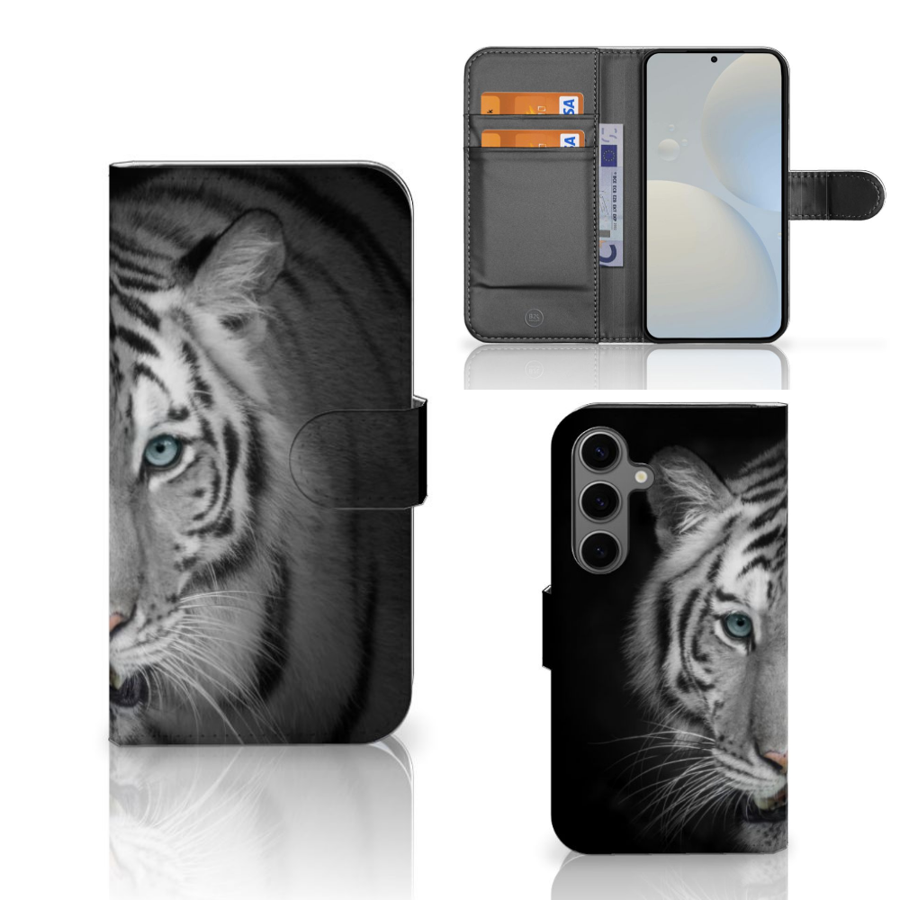 Samsung Galaxy S25 Telefoonhoesje met Pasjes Tijger tijger boekhoesje design voorkant achterkant