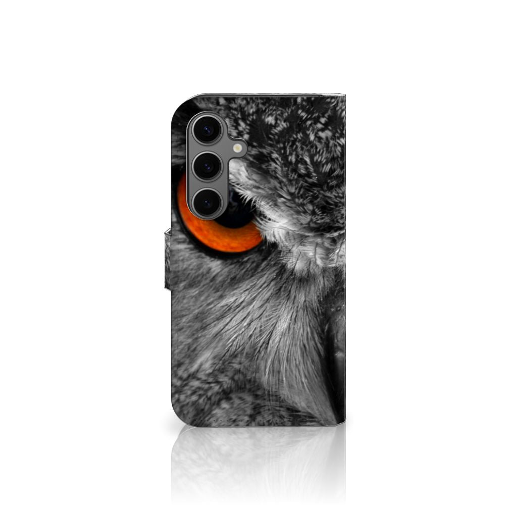 Samsung Galaxy S25 Telefoonhoesje met Pasjes Uil design uil zijaanzicht