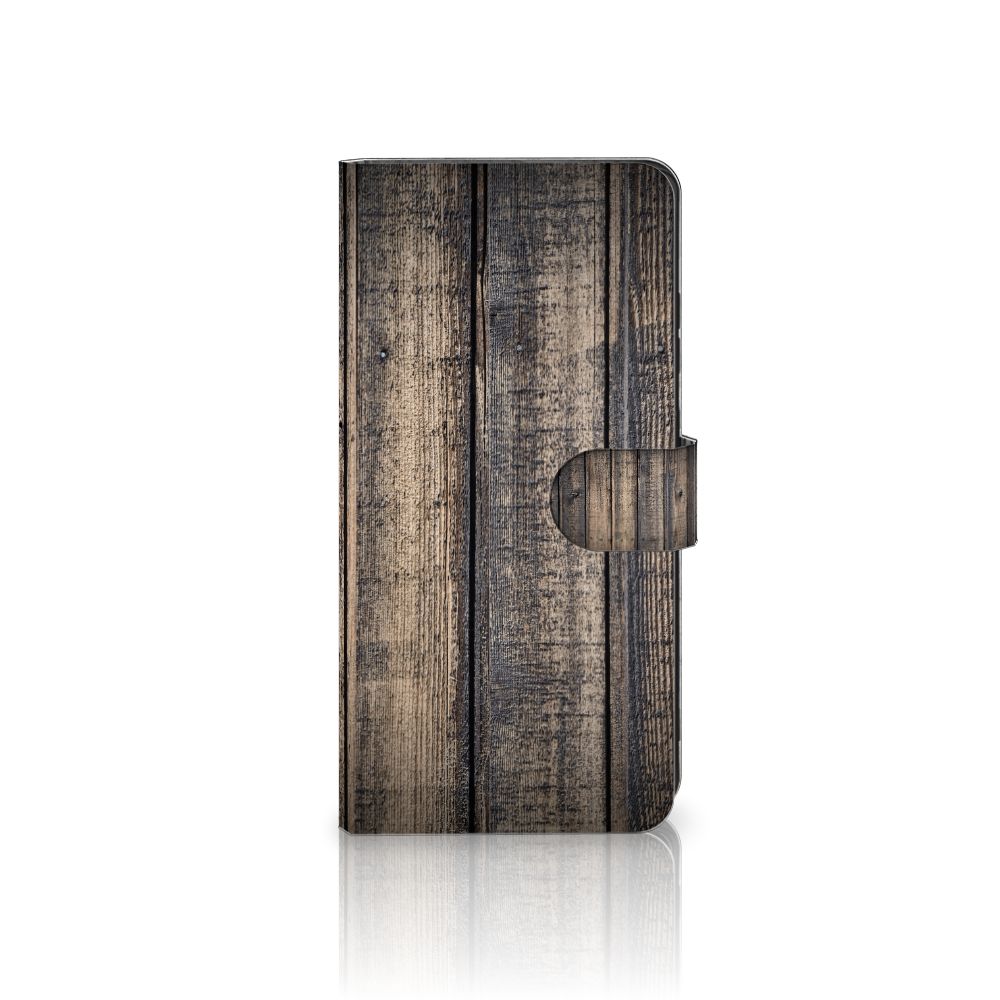 Samsung Galaxy S25 Ultra Book Style Case Steigerhout houten design zij aanzicht