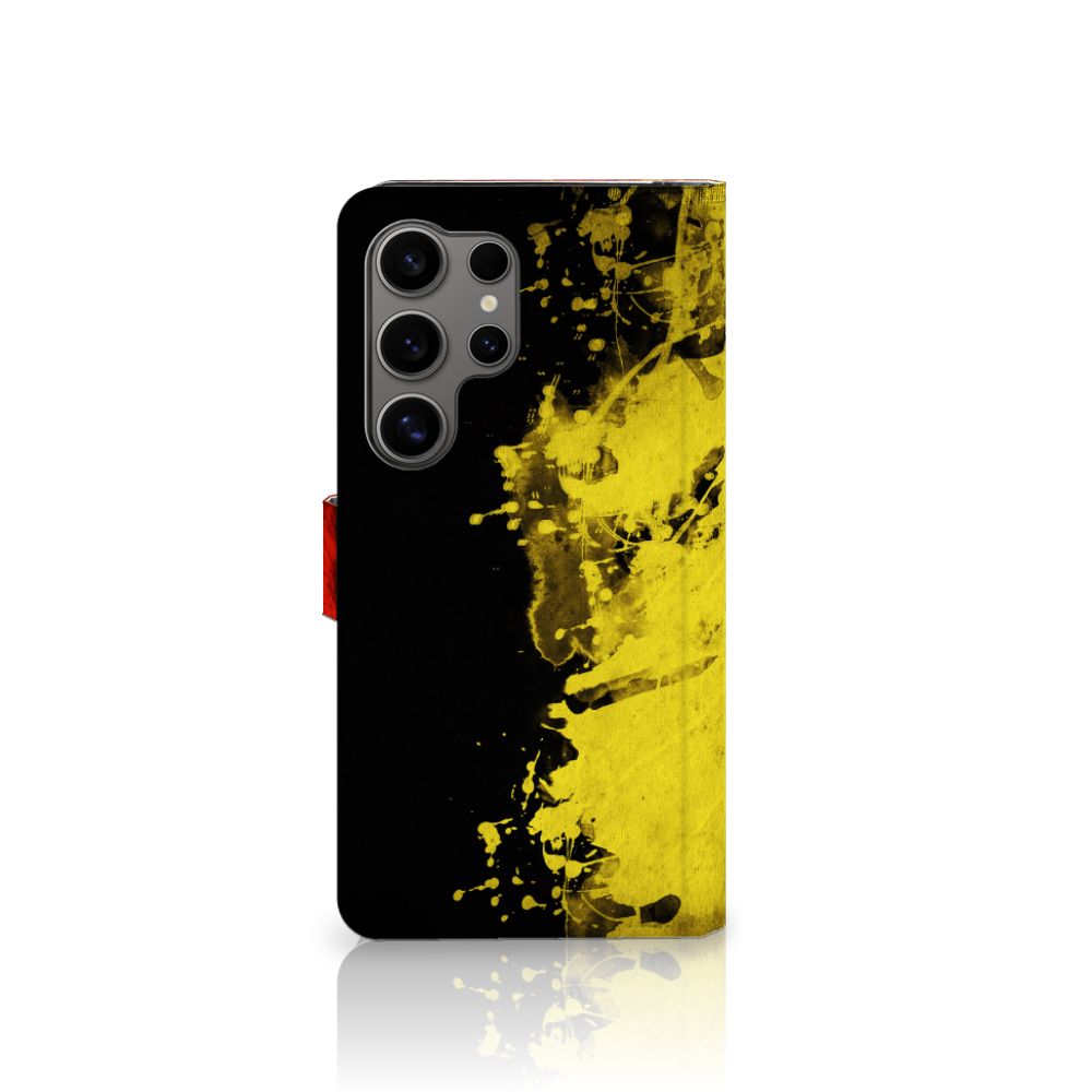 Samsung Galaxy S25 Ultra Bookstyle Case België design geel zwart aanzicht