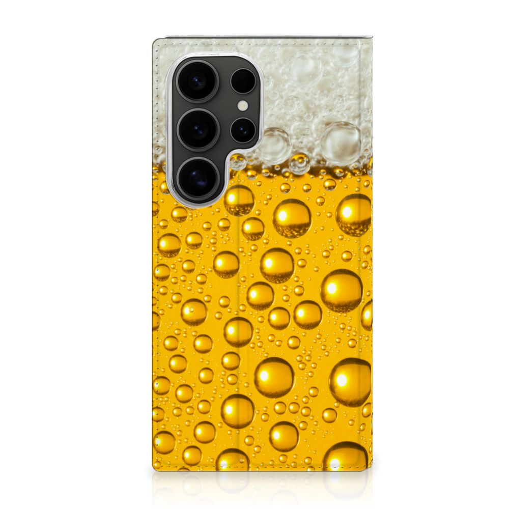 Samsung Galaxy S25 Ultra Flip Style Cover Bier biertje bubbels ontwerp voorkant