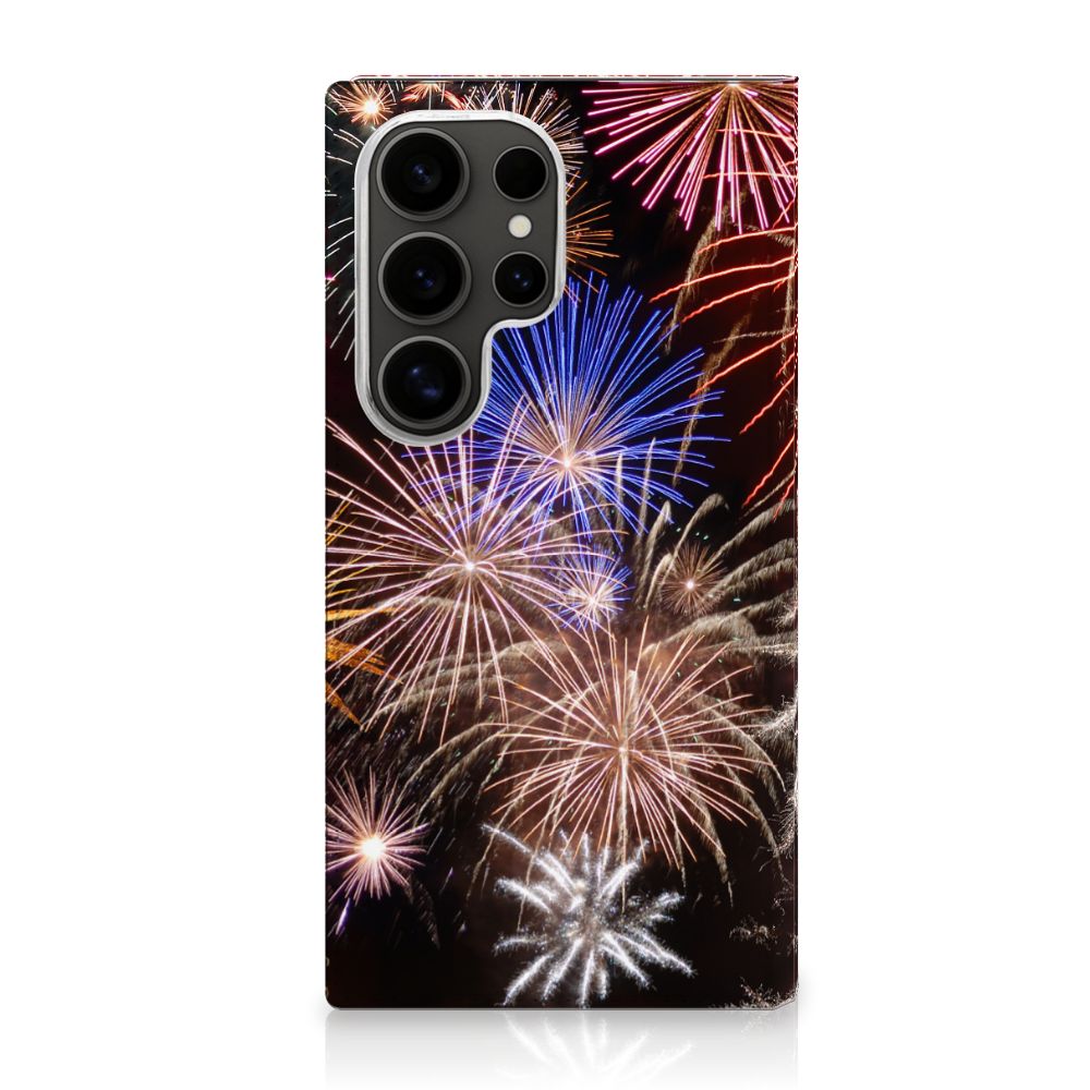Samsung Galaxy S25 Ultra Hippe Standcase Vuurwerk siervuurwerk kleuren achterzijde