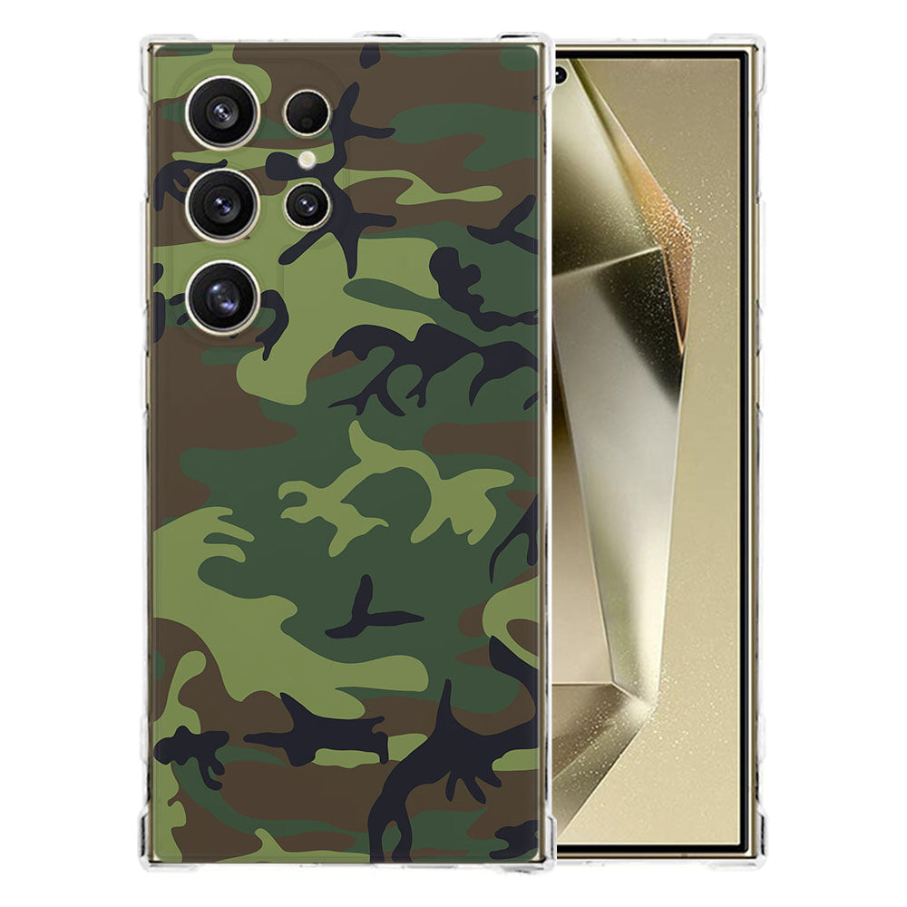 Samsung Galaxy S25 Ultra Hoesje Army Dark TPU Antishock camouflageprint hoesje aanzicht