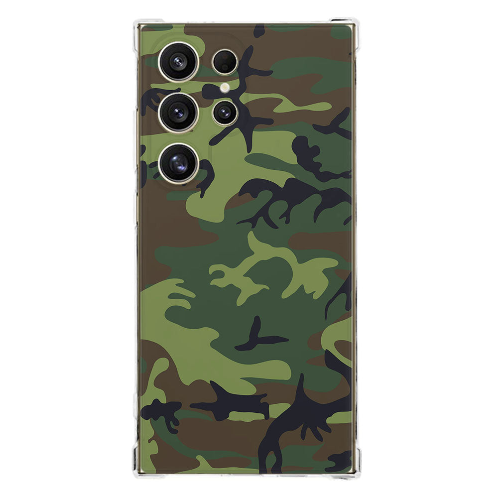 Samsung Galaxy S25 Ultra Hoesje Army Dark TPU Antishock camouflageprint achterkant