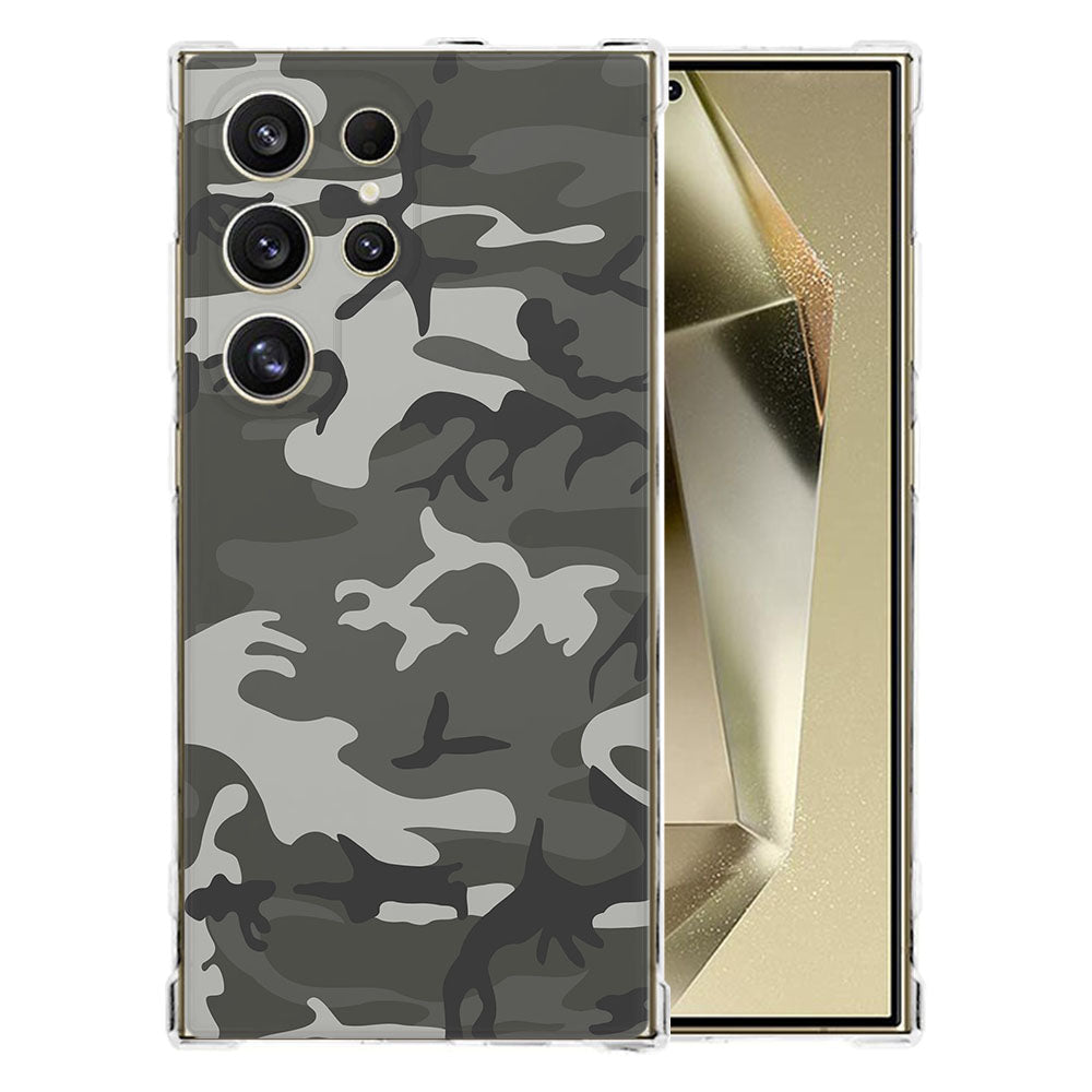 Samsung Galaxy S25 Ultra Hoesje Army Light TPU Antishock camouflage achterkant transparant