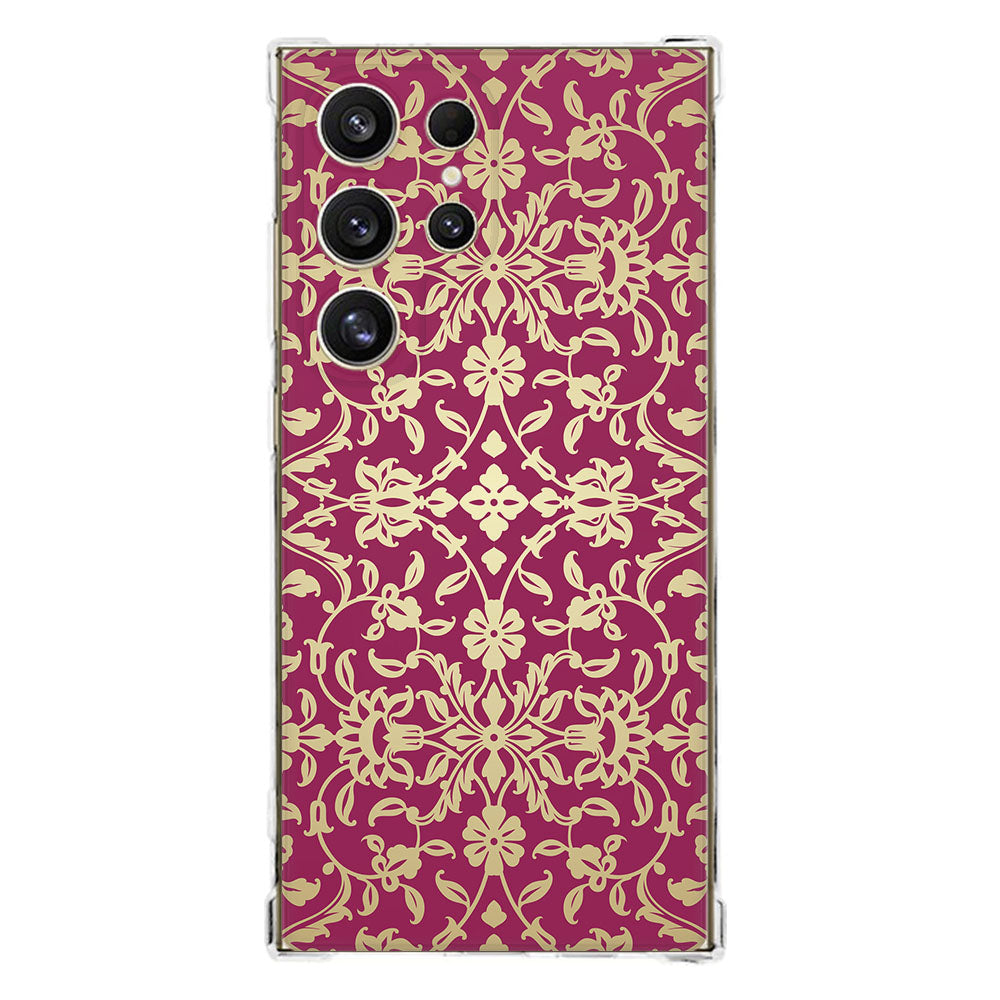 Samsung Galaxy S25 Ultra Hoesje - Barok Pink TPU Antishock barok roze design achterkant