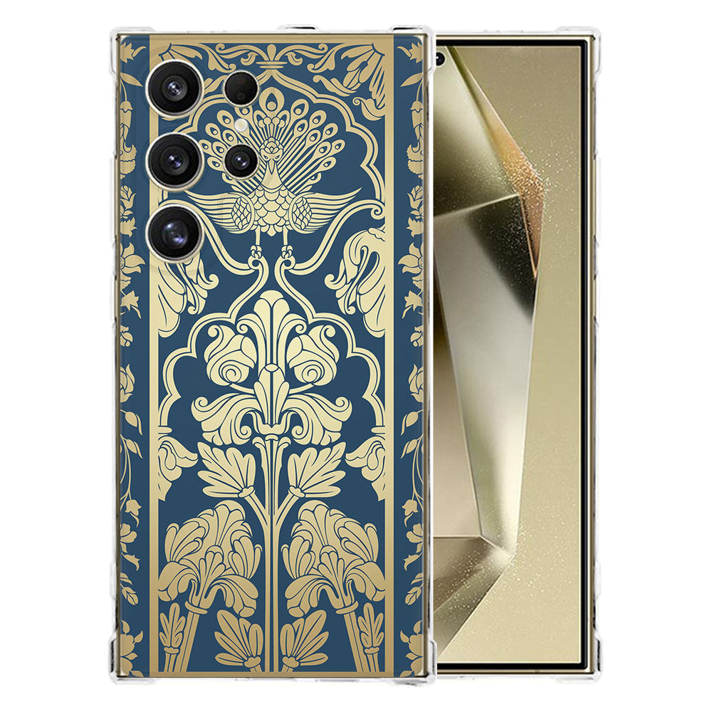 Samsung Galaxy S25 Ultra Hoesje Beige Flowers TPU Antishock achterkant gedetailleerd