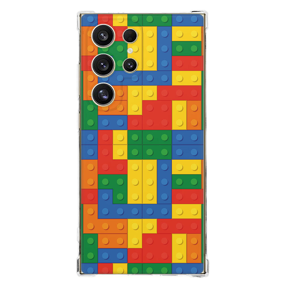 Samsung Galaxy S25 Ultra Hoesje - Blokken TPU Antishock blokken design achterkant kleurrijk