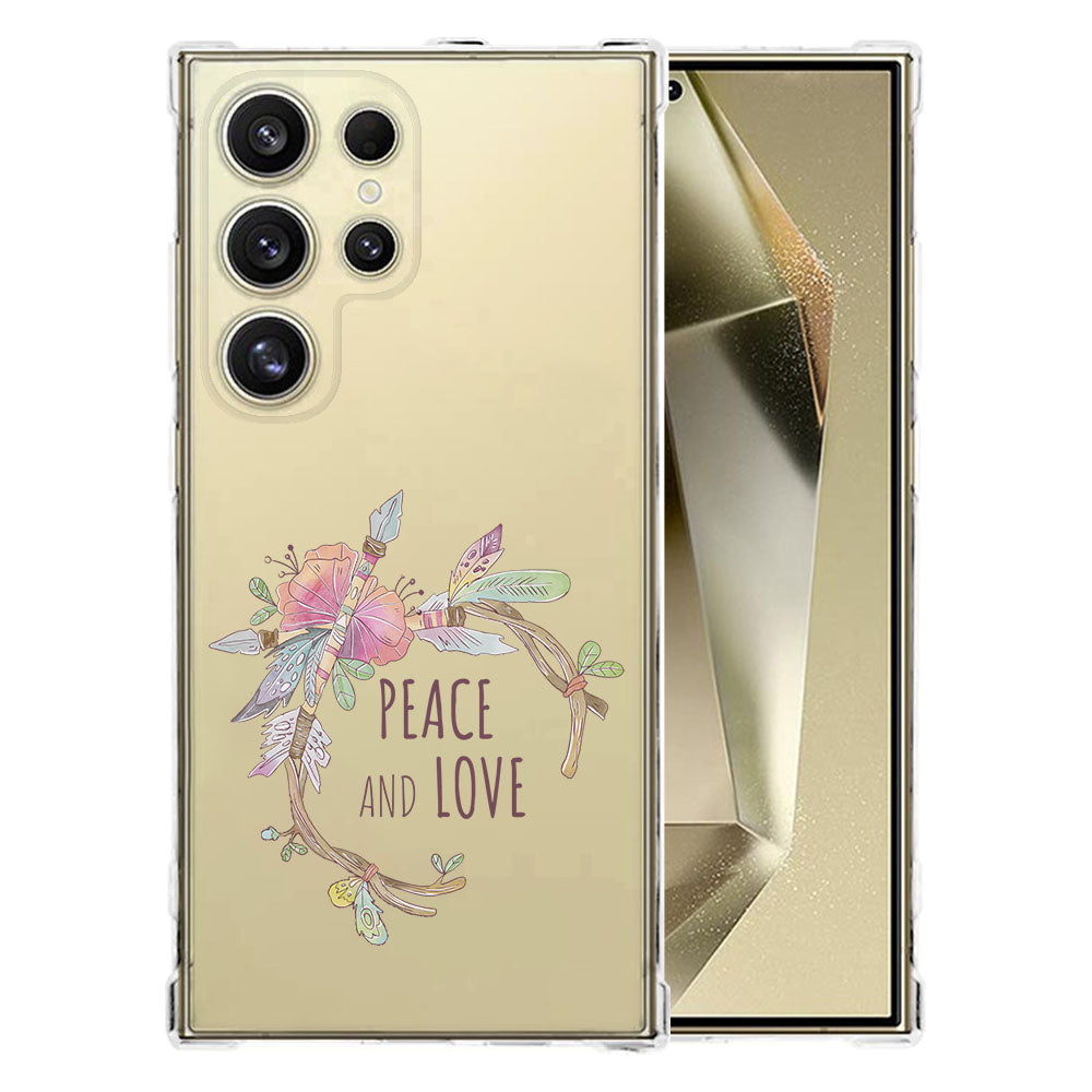 Samsung Galaxy S25 Ultra Hoesje Boho Text TPU Antishock achterzijde met bloemenpatroon