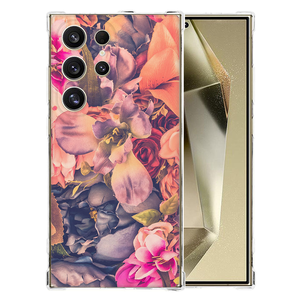 Samsung Galaxy S25 Ultra Hoesje - Bosje Bloemen TPU Antishock bloemenprint transparant achterkant
