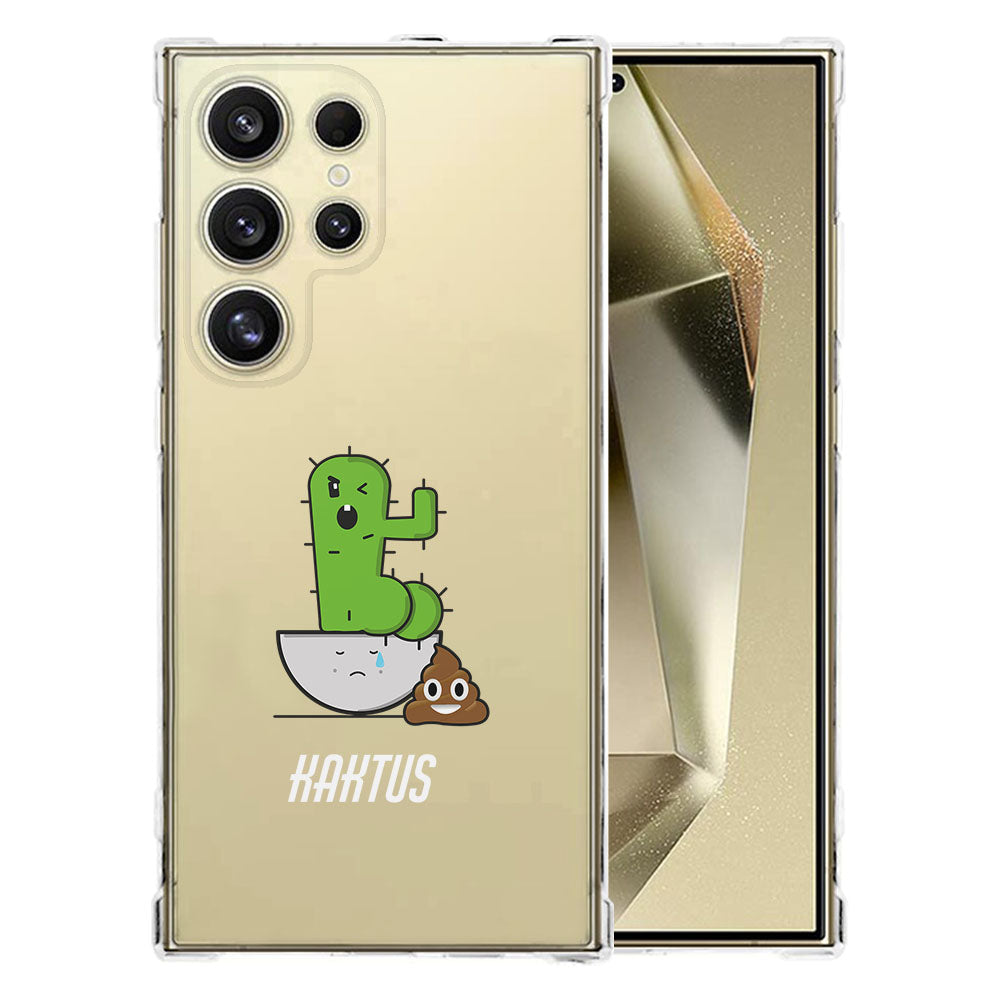 Samsung Galaxy S25 Ultra Hoesje Cactus Poo TPU Antishock achterkant voorzijde