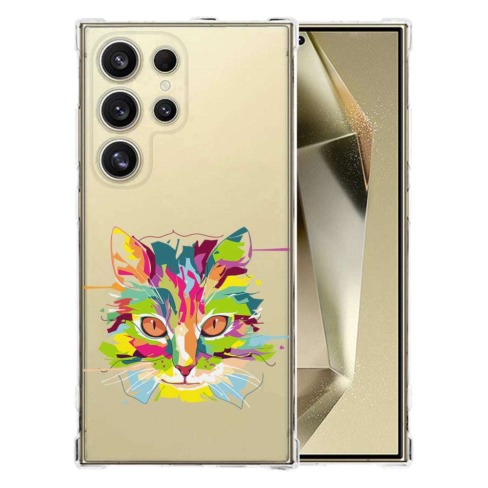 Samsung Galaxy S25 Ultra Hoesje Cat Color TPU Antishock achterkant kleurrijk kat