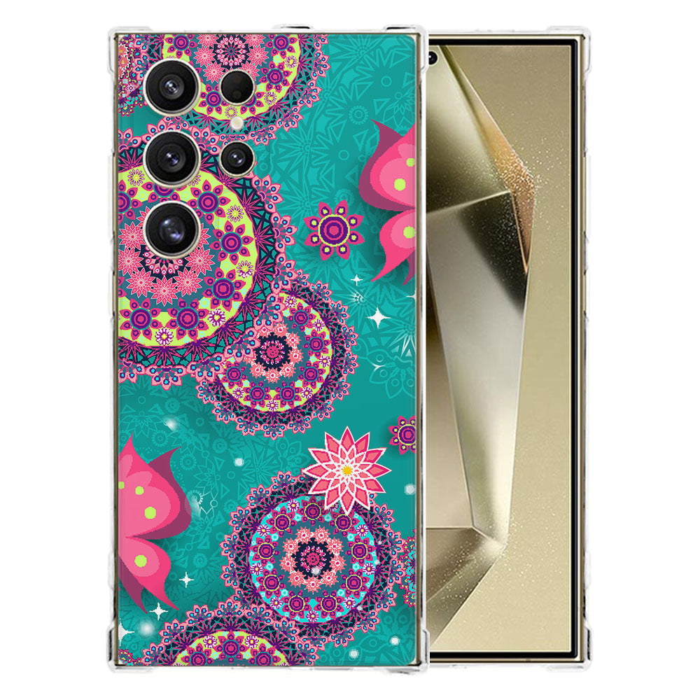 Samsung Galaxy S25 Ultra Hoesje Cirkels en Vlinders TPU Antishock voorkant kleurrijk