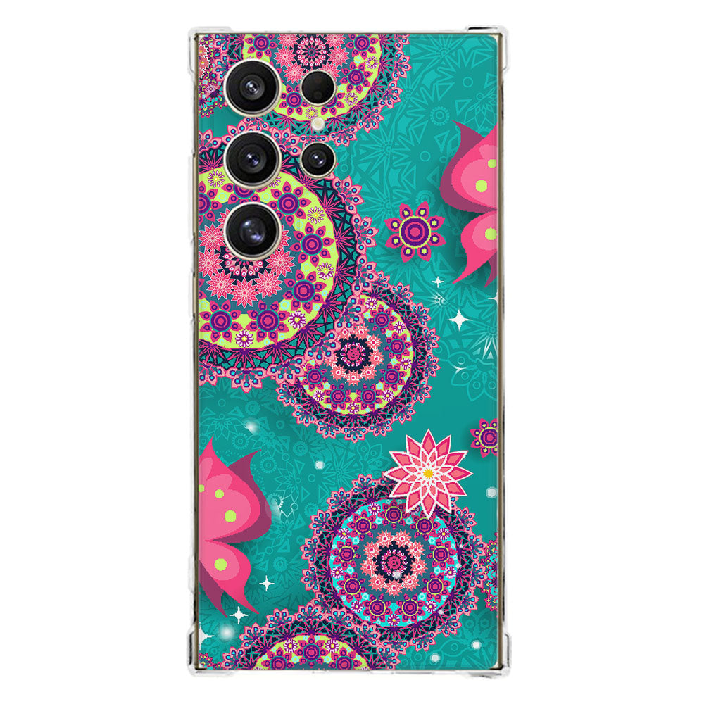 Samsung Galaxy S25 Ultra Hoesje - Cirkels en Vlinders TPU Antishock design cirkels vlinders achterkant
