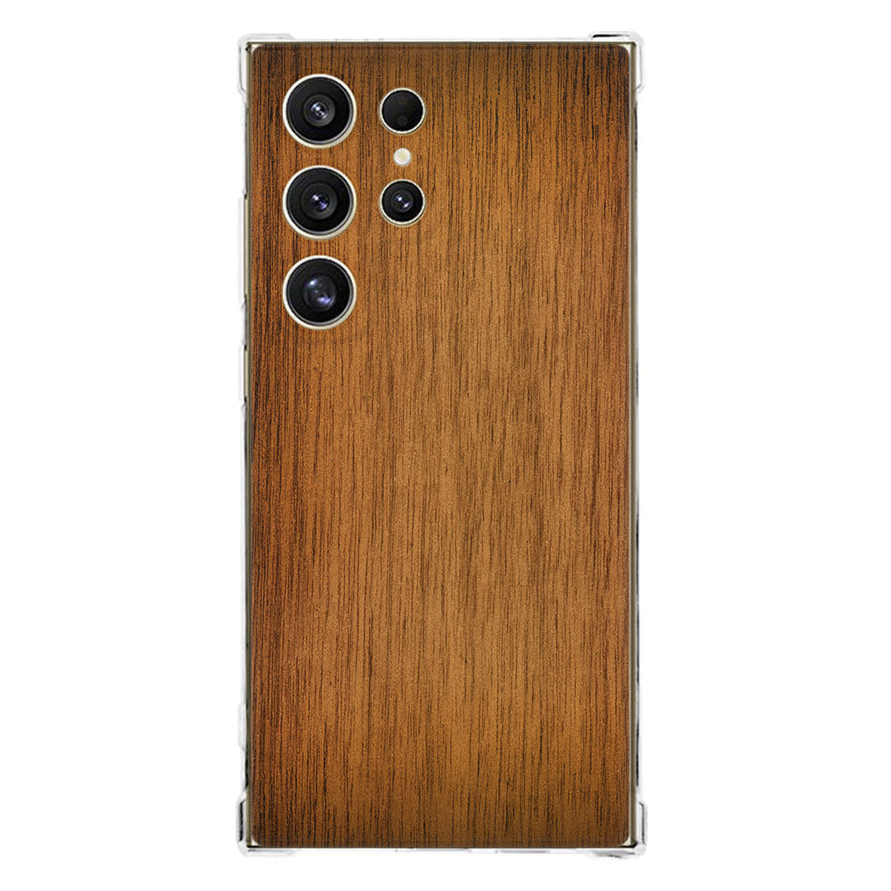 Samsung Galaxy S25 Ultra Hoesje Donker Hout TPU Antishock achterkant bruin hout design