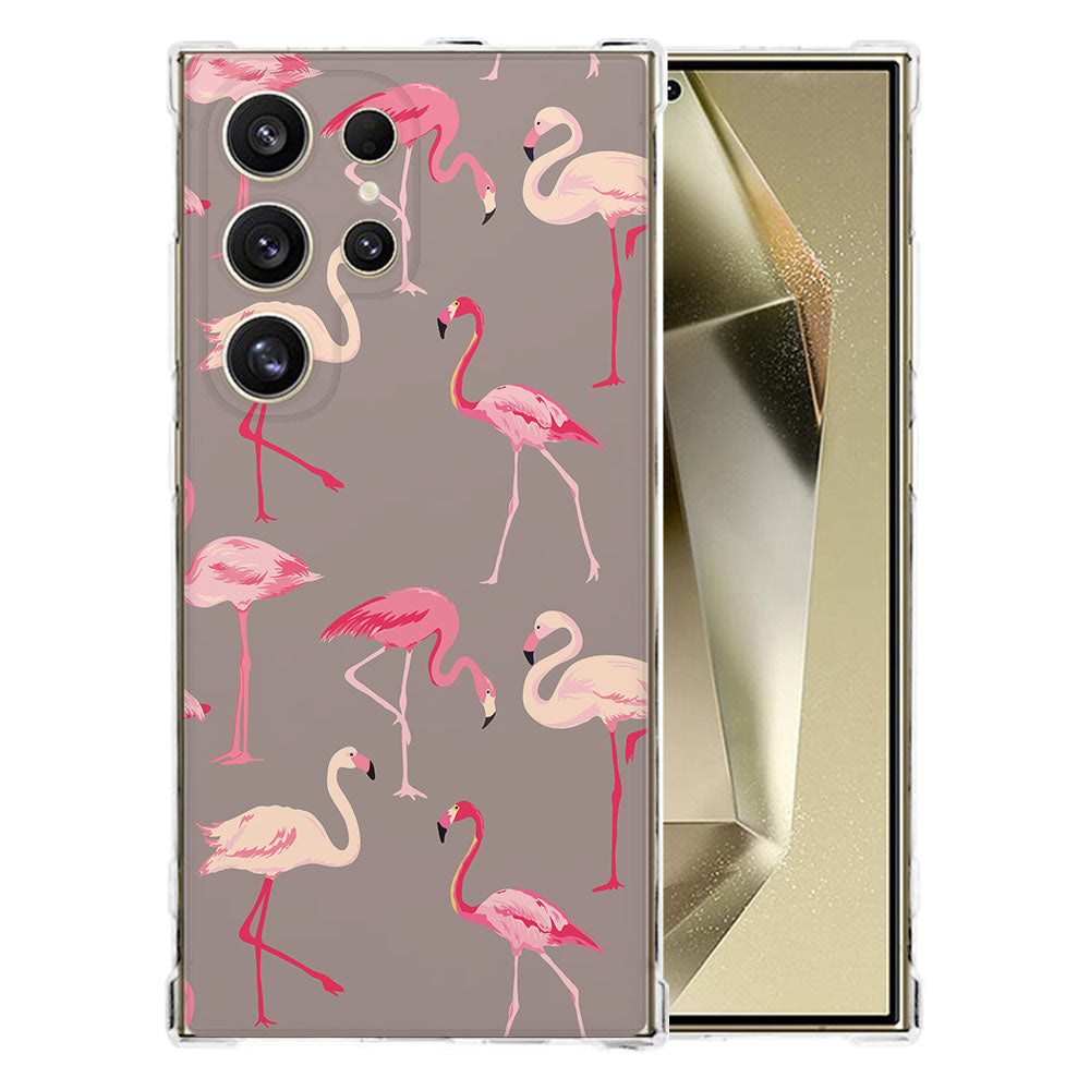 Samsung Galaxy S25 Ultra Hoesje Flamingo TPU Antishock achterkant flamingo design