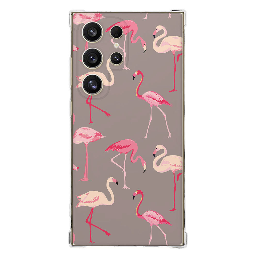 Samsung Galaxy S25 Ultra Hoesje Flamingo TPU Antishock flamingo design achterkant