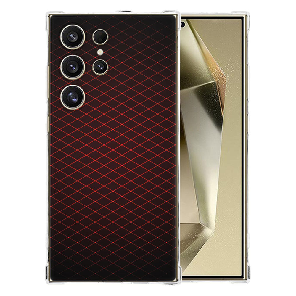 Samsung Galaxy S25 Ultra Hoesje Geruit Rood TPU Antishock achterkant voorkant