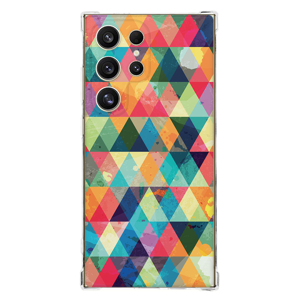 Samsung Galaxy S25 Ultra Hoesje - Geruit TPU Antishock kleurrijk patroon achterkant