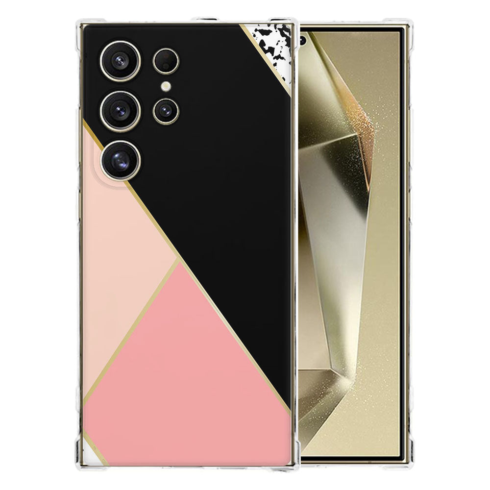 Samsung Galaxy S25 Ultra Hoesje Zwart Roze Vormen TPU Antishock achteraanzicht