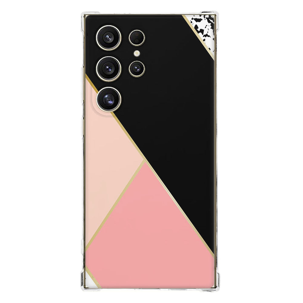 Samsung Galaxy S25 Ultra Hoesje Zwart Roze Vormen TPU Antishock achteraanzicht