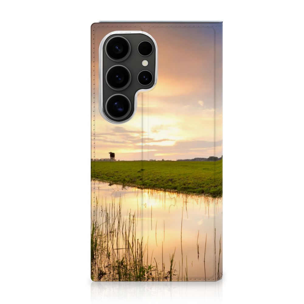 Samsung Galaxy S25 Ultra Hoesje maken Koe koe ondergang zon waterzijde