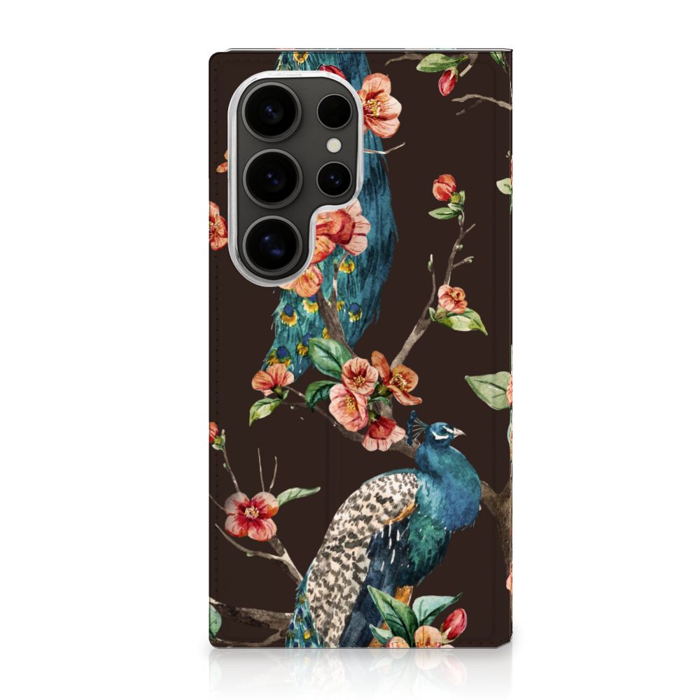 Samsung Galaxy S25 Ultra Hoesje maken Pauw met Bloemen design pauw bloemen aanzicht