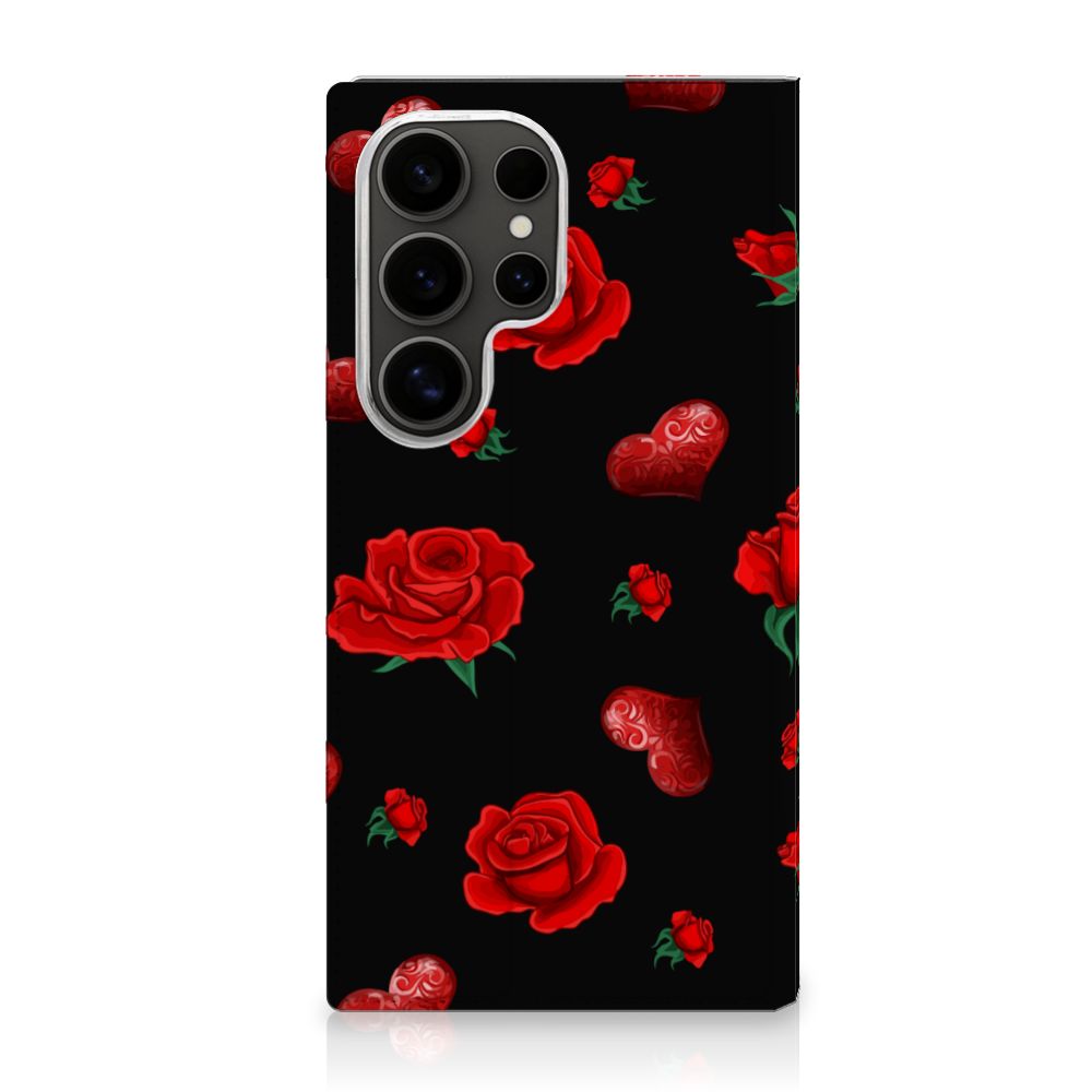 Samsung Galaxy S25 Ultra Magnet Case Valentine bloemen hart design voorkant