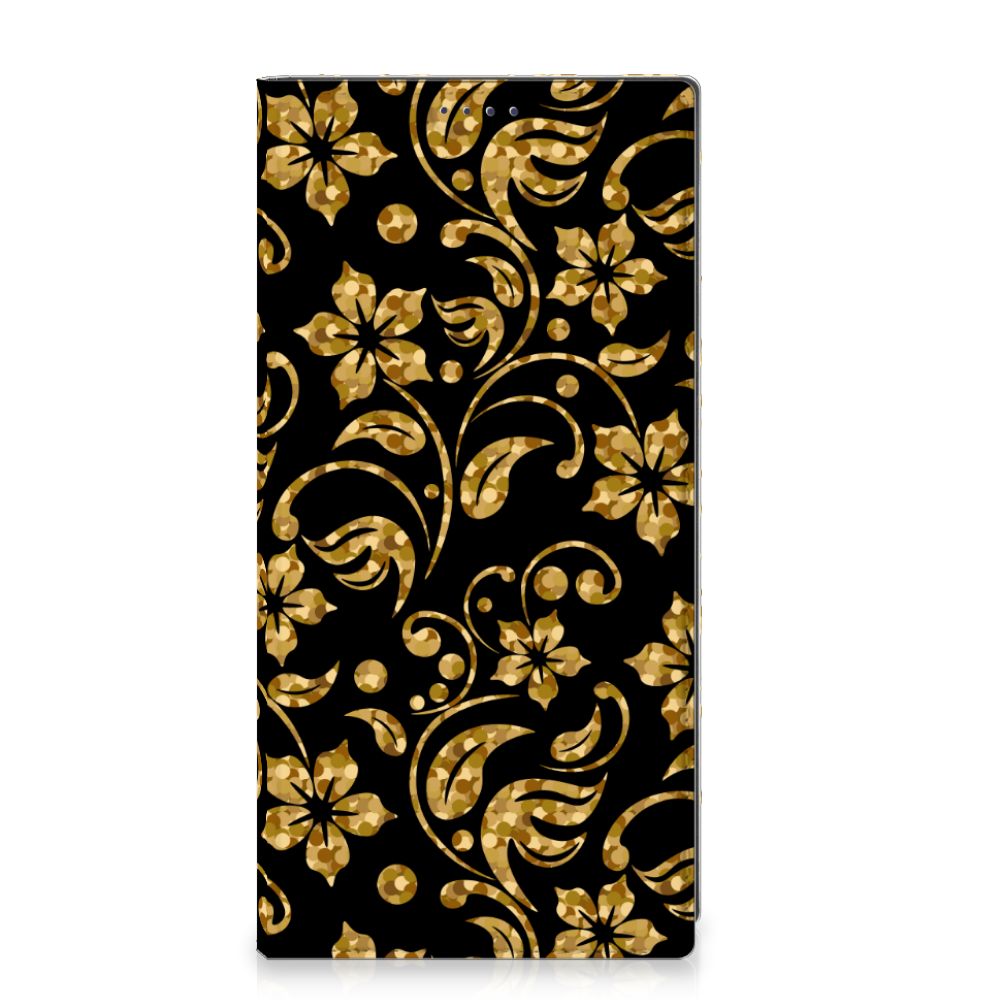 Samsung Galaxy S25 Ultra Smart Cover Gouden Bloemen bloemen design voorkant