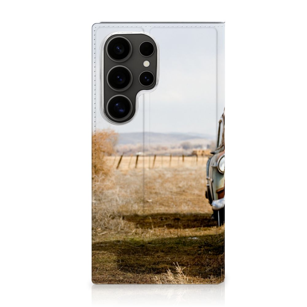 Samsung Galaxy S25 Ultra Stand Case Vintage Auto vintage auto voorkant