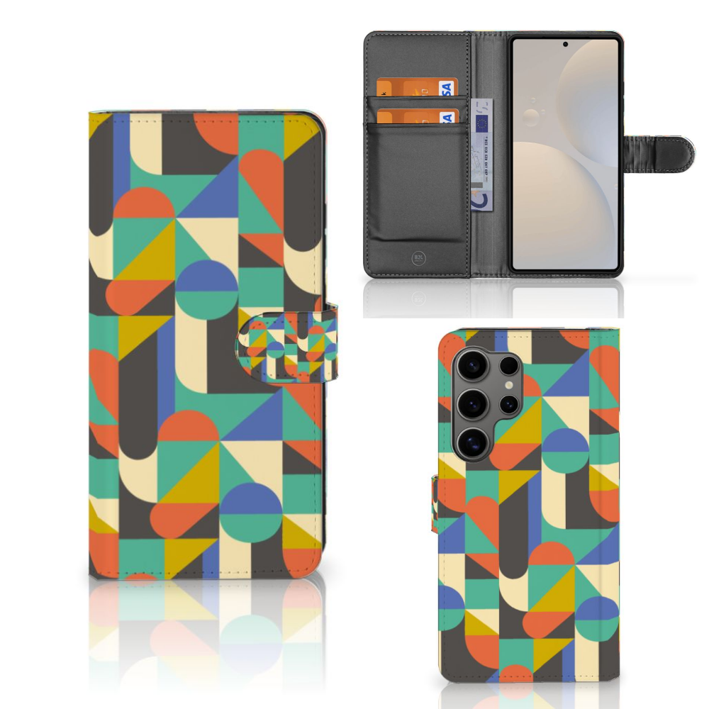 Samsung Galaxy S25 Ultra Telefoon Hoesje Funky Retro design kleurrijk geometrisch aanzicht