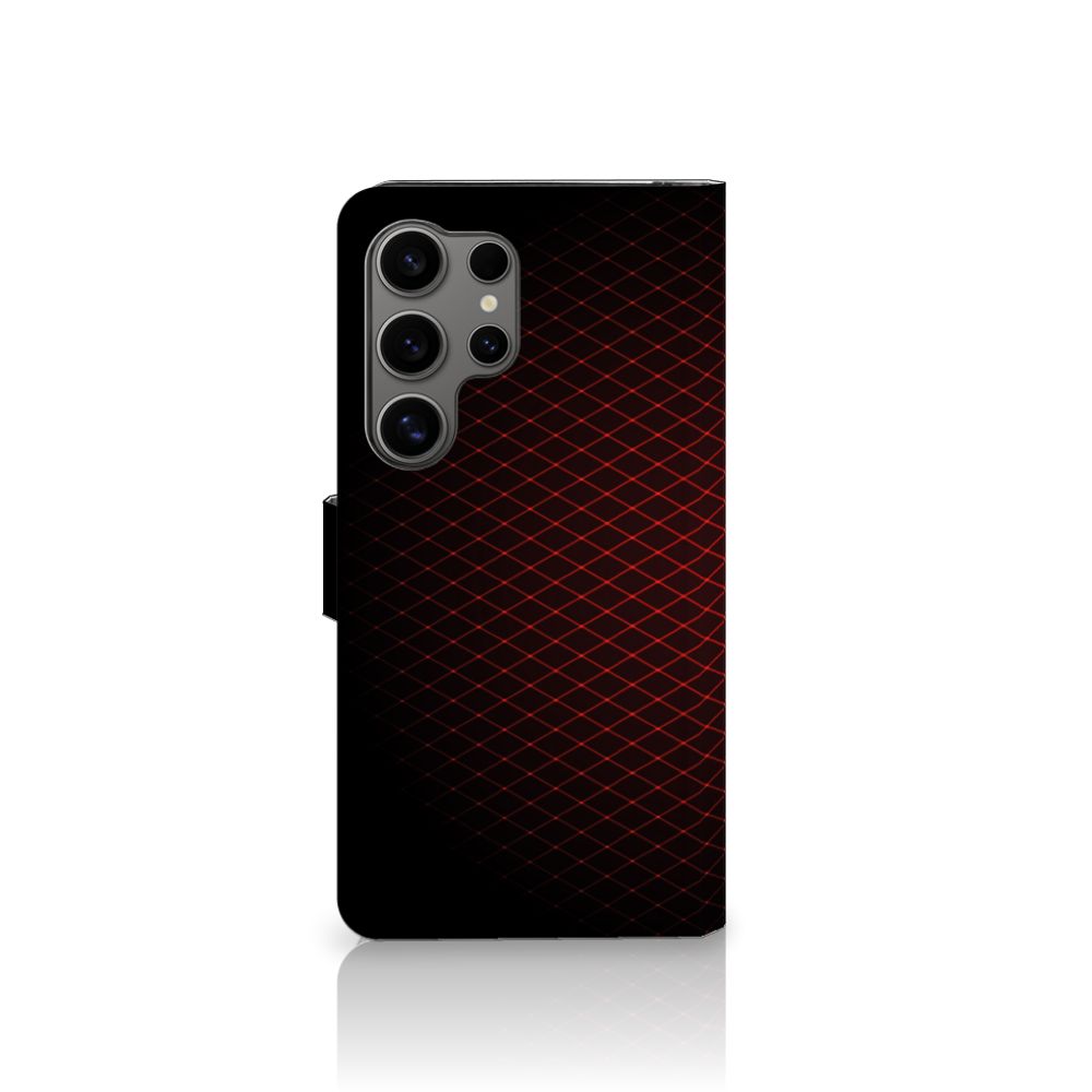 Samsung Galaxy S25 Ultra Telefoon Hoesje Geruit Rood geruit design zijkant