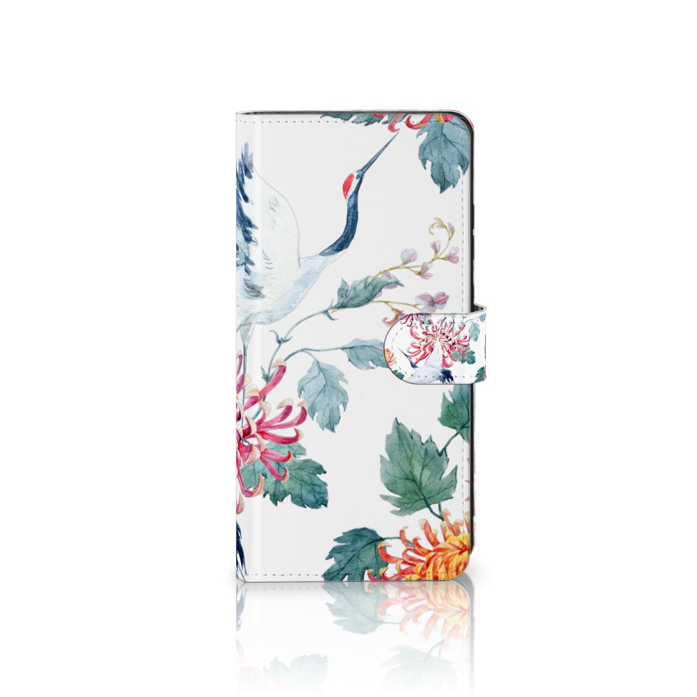 Samsung Galaxy S25 Ultra Telefoonhoesje met Pasjes Bird Flowers telefoonhoesje design ooievaar bloemen vooraanzicht