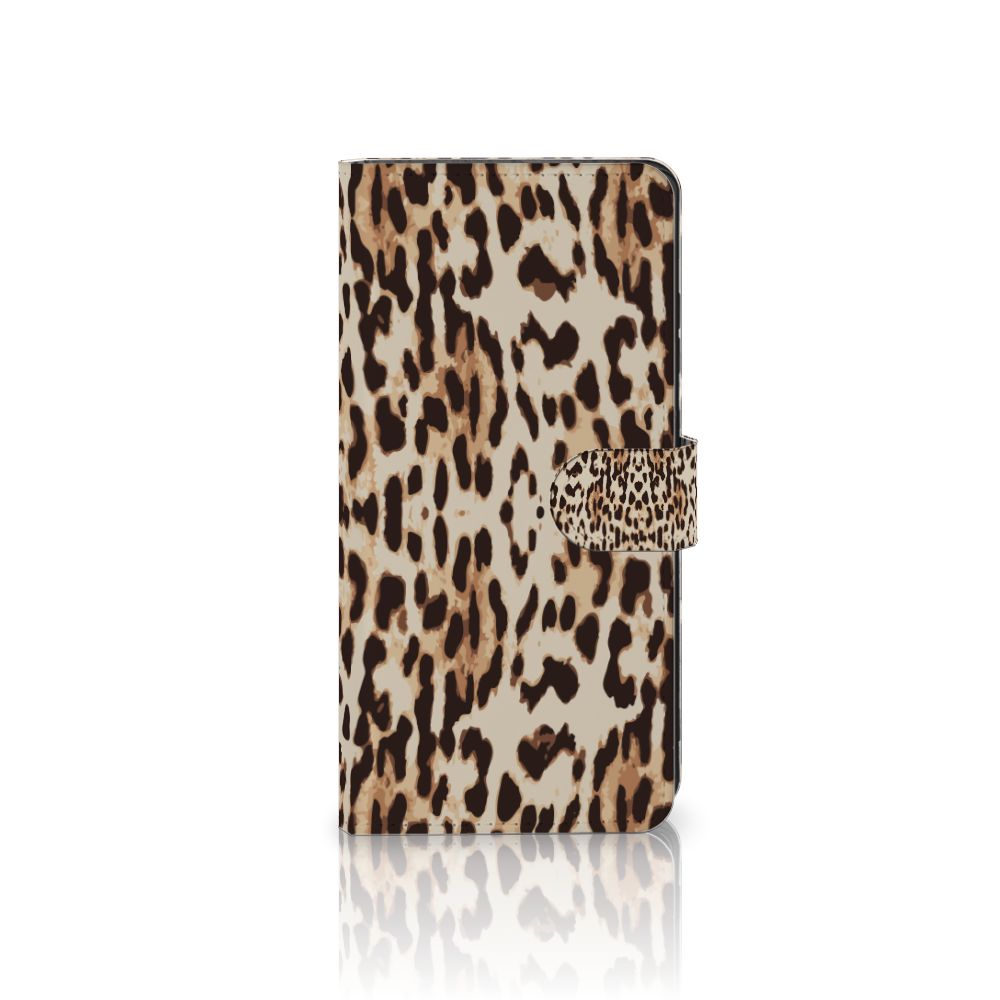 Samsung Galaxy S25 Ultra Telefoonhoesje met Pasjes Leopard hoesje panterprint vooraanzicht