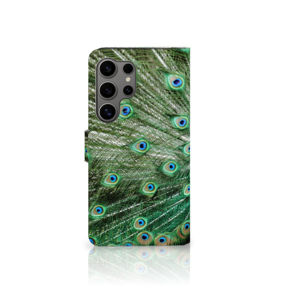 Samsung Galaxy S25 Ultra Telefoonhoesje met Pasjes Pauw pauw design vooraanzicht
