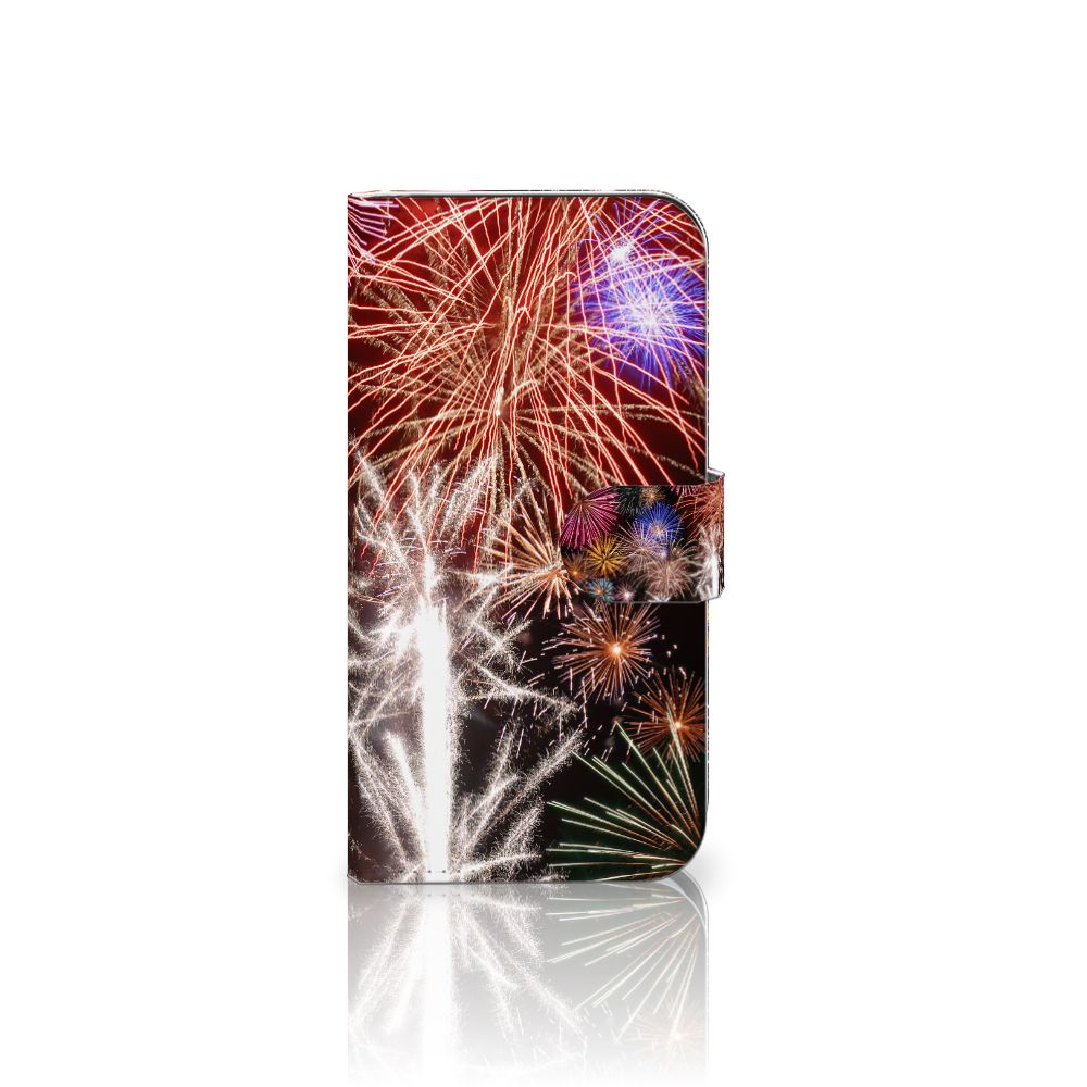 Samsung Galaxy S25 Wallet Case met Pasjes Vuurwerk hoesje vuurwerk design voorkant