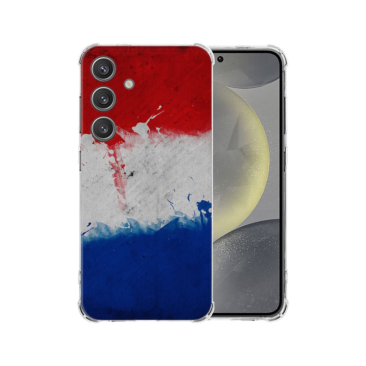 Samsung Galaxy S25 hoesje – Nederlandse vlag – schokbestendig TPU design voorzijde