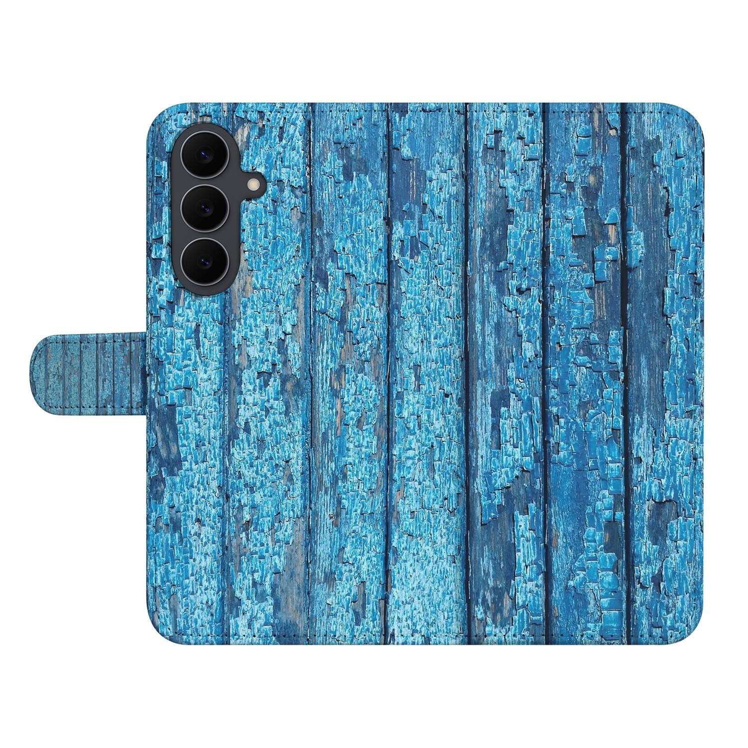 Book case Wood Blue voor de Samsung Galaxy S26 FE met vakken voor pasjes