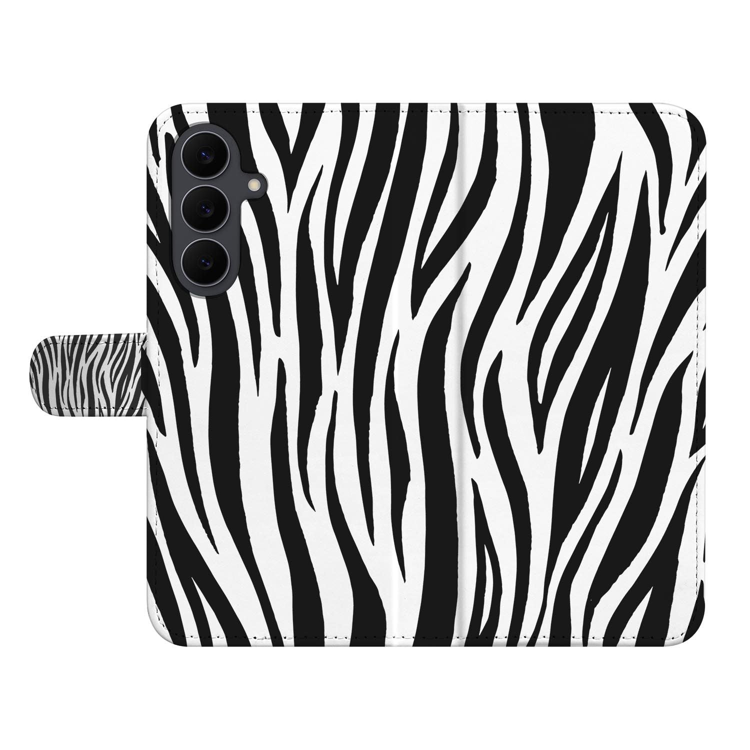 Zebra design op een kunstleren klaphoesje voor de Samsung Galaxy S26 FE