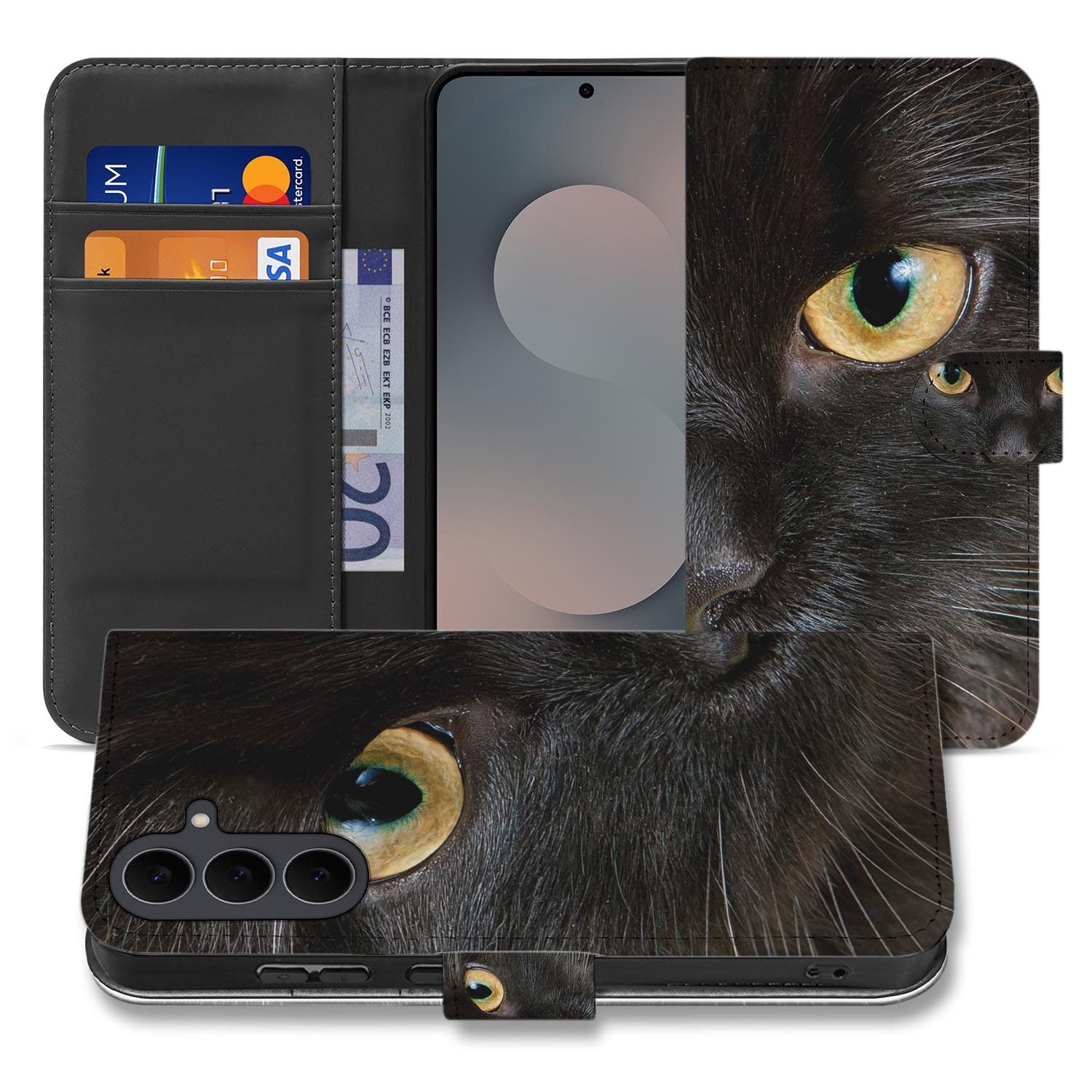 Samsung Galaxy S26 FE bookcase hoesje met Zwarte Kat design
